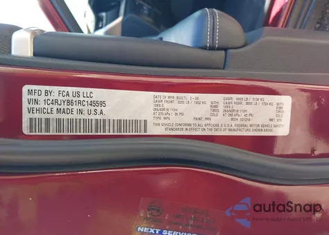 2024 Jeep Grand Cherokee 4Xe из США, поврежденный, VIN 1C4RJYB61RC145595